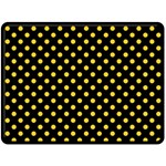 Polka Dots - Banana Yellow on Black Fleece Blanket (Large) (One Side)