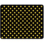 Polka Dots - Banana Yellow on Black Fleece Blanket (Medium) (One Side)