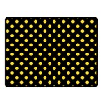 Polka Dots - Banana Yellow on Black Fleece Blanket (Small) (One Side)