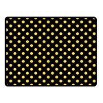 Polka Dots - Banana Yellow on Black Double Sided Fleece Blanket (Small) (Two Sides)