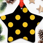 Polka Dots - Banana Yellow on Black Ornament (Star)