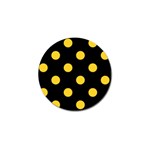 Polka Dots - Banana Yellow on Black Golf Ball Marker