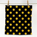 Polka Dots - Banana Yellow on Black Face Towel