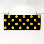 Polka Dots - Banana Yellow on Black Hand Towel