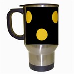Polka Dots - Banana Yellow on Black Travel Mug (Black)