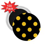 Polka Dots - Banana Yellow on Black 2.25  Magnet (100 pack)