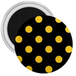 Polka Dots - Banana Yellow on Black 3  Magnet