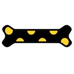Polka Dots - Banana Yellow on Black Magnet (Dog Bone)