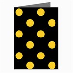 Polka Dots - Banana Yellow on Black Greeting Cards (Pkg of 8)