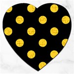 Polka Dots - Banana Yellow on Black Jigsaw Puzzle (Heart)