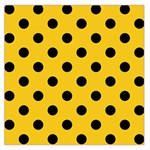 Polka Dots - Black on Deep Lemon Yellow Large Satin Scarf (Square)