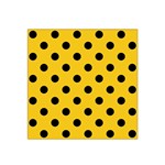 Polka Dots - Black on Deep Lemon Yellow Satin Bandana Scarf