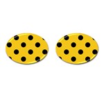 Polka Dots - Black on Deep Lemon Yellow Cufflinks (Oval)