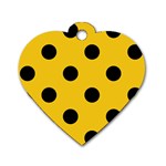 Polka Dots - Black on Deep Lemon Yellow Dog Tag Heart (One Side)