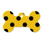 Polka Dots - Black on Deep Lemon Yellow Dog Tag Bone (One Side)