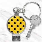 Polka Dots - Black on Deep Lemon Yellow Nail Clippers Key Chain