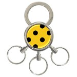 Polka Dots - Black on Deep Lemon Yellow 3-Ring Key Chain