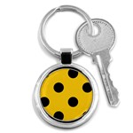 Polka Dots - Black on Deep Lemon Yellow Key Chain (Round)