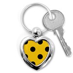 Polka Dots - Black on Deep Lemon Yellow Key Chain (Heart)