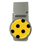 Polka Dots - Black on Deep Lemon Yellow Money Clip (Round)