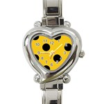 Polka Dots - Black on Deep Lemon Yellow Heart Italian Charm Watch