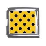 Polka Dots - Black on Deep Lemon Yellow Mega Link Italian Charm (18mm)