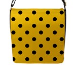 Polka Dots - Black on Deep Lemon Yellow Flap Closure Messenger Bag (L)