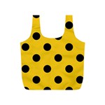 Polka Dots - Black on Deep Lemon Yellow Full Print Recycle Bag (S)