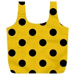 Polka Dots - Black on Deep Lemon Yellow Full Print Recycle Bag (XL)