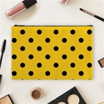 Polka Dots - Black on Deep Lemon Yellow Cosmetic Bag (L)
