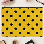 Polka Dots - Black on Deep Lemon Yellow Cosmetic Bag (XXXL)