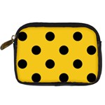 Polka Dots - Black on Deep Lemon Yellow Digital Camera Leather Case