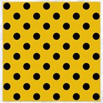 Polka Dots - Black on Deep Lemon Yellow Canvas 16  x 16 