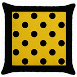 Polka Dots - Black on Deep Lemon Yellow Throw Pillow Case (Black)