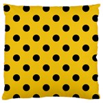 Polka Dots - Black on Deep Lemon Yellow Standard Flano Cushion Case (Two Sides)