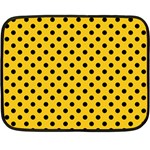 Polka Dots - Black on Deep Lemon Yellow Double Sided Fleece Blanket (Mini)