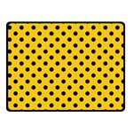 Polka Dots - Black on Deep Lemon Yellow Fleece Blanket (Small) (One Side)