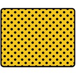Polka Dots - Black on Deep Lemon Yellow Double Sided Fleece Blanket (Medium) (Two Sides)