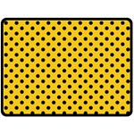 Polka Dots - Black on Deep Lemon Yellow Double Sided Fleece Blanket (Large) (Two Sides)