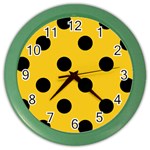 Polka Dots - Black on Deep Lemon Yellow Color Wall Clock
