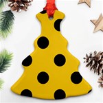 Polka Dots - Black on Deep Lemon Yellow Christmas Tree Ornament (Two Sides)