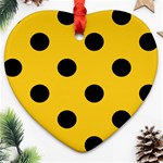 Polka Dots - Black on Deep Lemon Yellow Ornament (Heart)