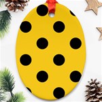 Polka Dots - Black on Deep Lemon Yellow Oval Ornament (Two Sides)