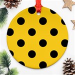Polka Dots - Black on Deep Lemon Yellow Ornament (Round)