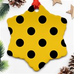 Polka Dots - Black on Deep Lemon Yellow Ornament (Snowflake)