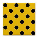 Polka Dots - Black on Deep Lemon Yellow Tile Coaster