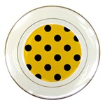 Polka Dots - Black on Deep Lemon Yellow Porcelain Plate