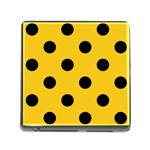 Polka Dots - Black on Deep Lemon Yellow Memory Card Reader (Square)