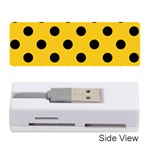 Polka Dots - Black on Deep Lemon Yellow Memory Card Reader (Stick)
