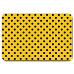 Polka Dots - Black on Deep Lemon Yellow Large Doormat